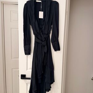 Zimmermann Black Long Sleeve Silk Dress